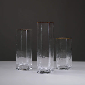 Large Gold Edged Vertical Glass Vase
