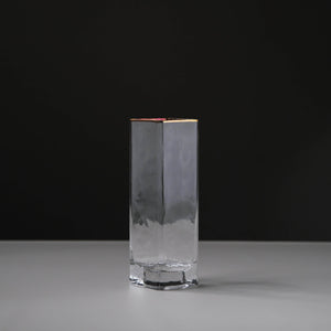 Medium Gold Edged Vertical Glass Vase