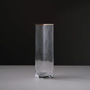 Large Gold Edged Vertical Glass Vase