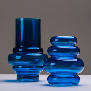 Blue Bubble Glass Vase
