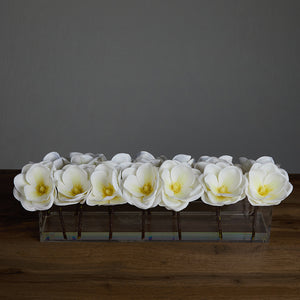 Rectangular Magnolia Arrangement in Acrylic Vase