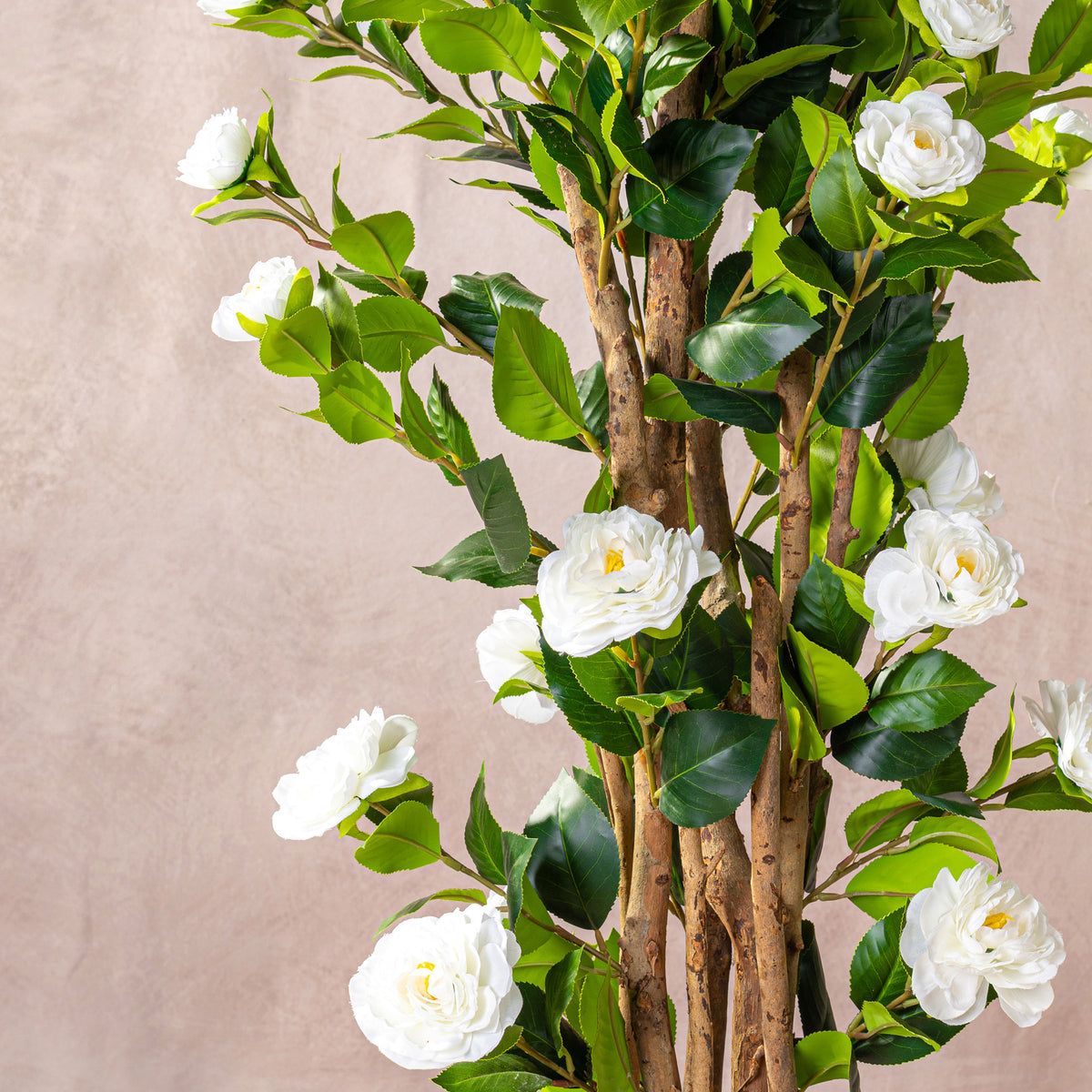 Artificial White Camellia Tree Natural Trunk (W/O pot)