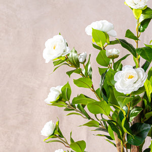 Artificial White Camellia Tree Natural Trunk (W/O pot)