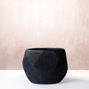 Petra Geometric Pot - Matte Black