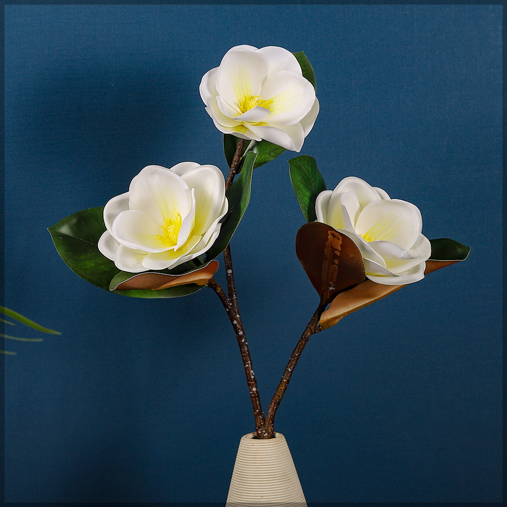 Artificial Magnolia flower 3 Heads stem