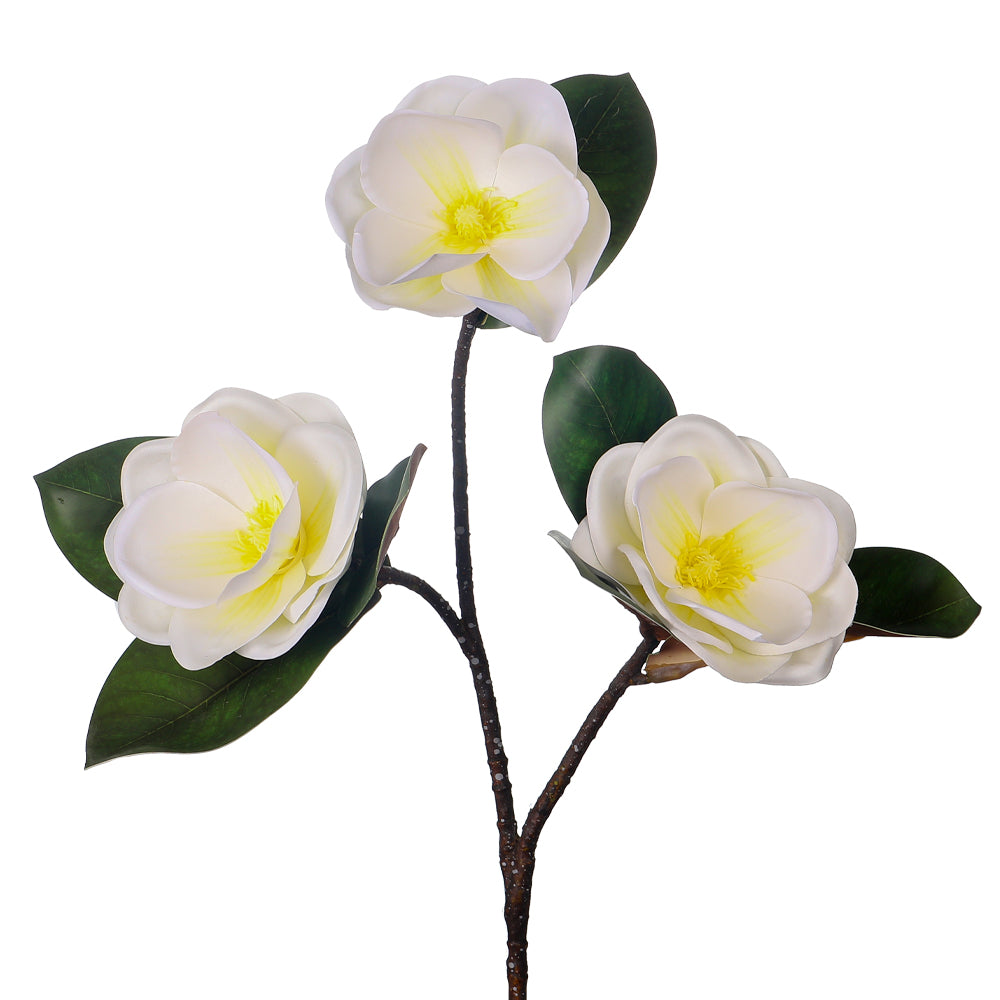 Artificial Magnolia flower 3 Heads stem