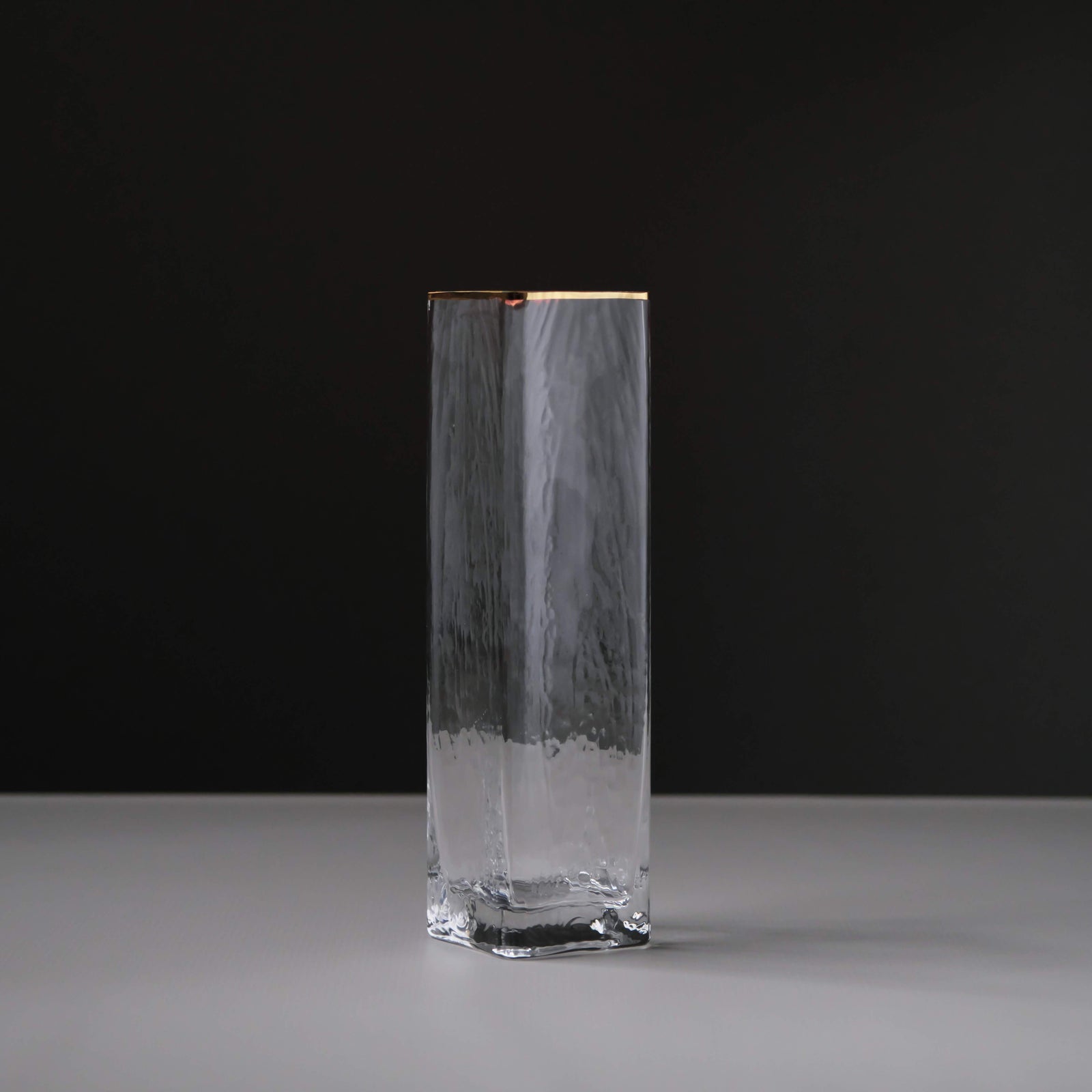 Large Gold Edged Vertical Glass Vase