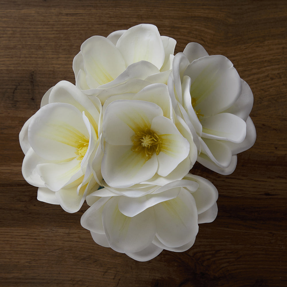 Artificial Magnolia Arrangement in Cubic Glass Vase