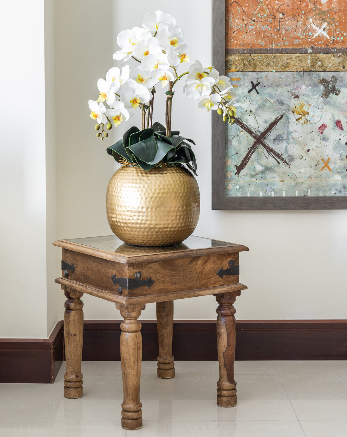 Artificial Trio White Orchid Arrangement