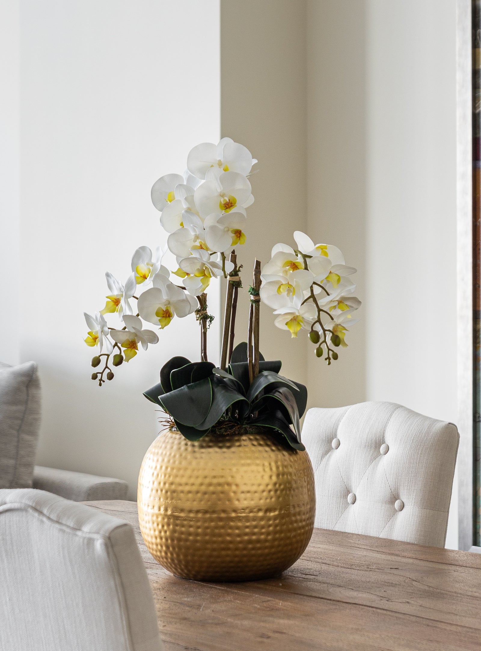 Artificial Trio White Orchid Arrangement