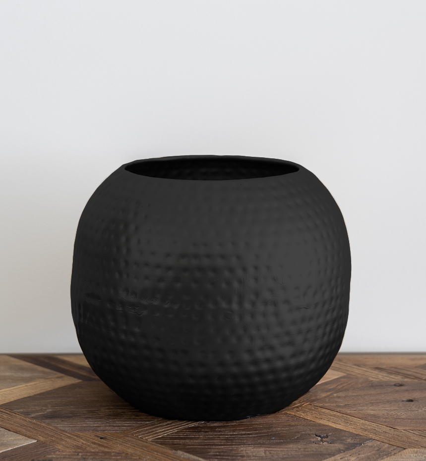 Black Round Metal Pot